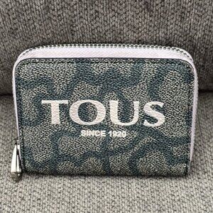 👛 TOUS Zip-Around Card Holder / Mini Wallet | Logo Print | Blush Trim 👛